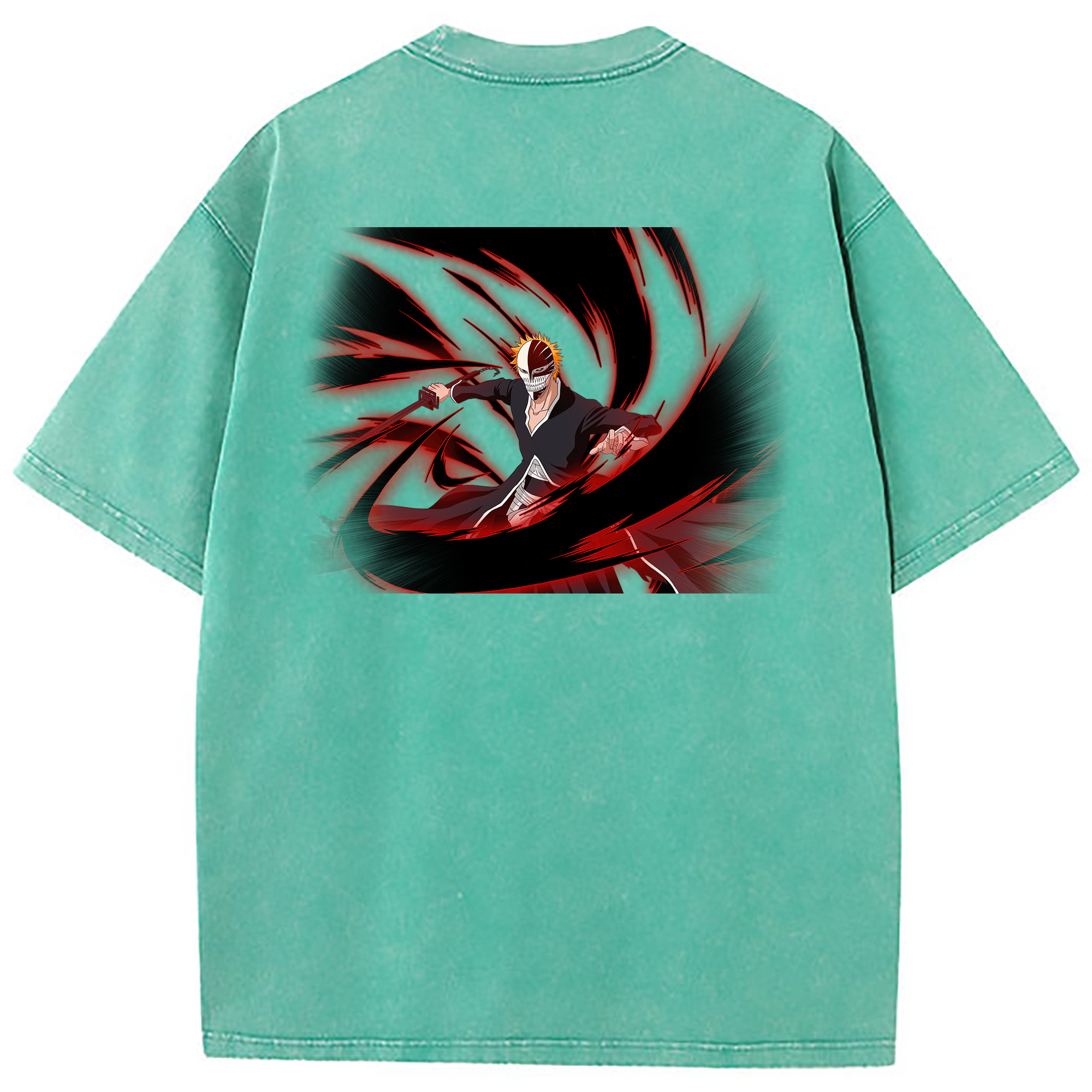 （画像用） ブリーチ 黒崎一護（くろさき いちご）BLEACH Kurosaki Ichigo 綿100% ヴィンテージ風 半袖Tシャツ（背面プリント）